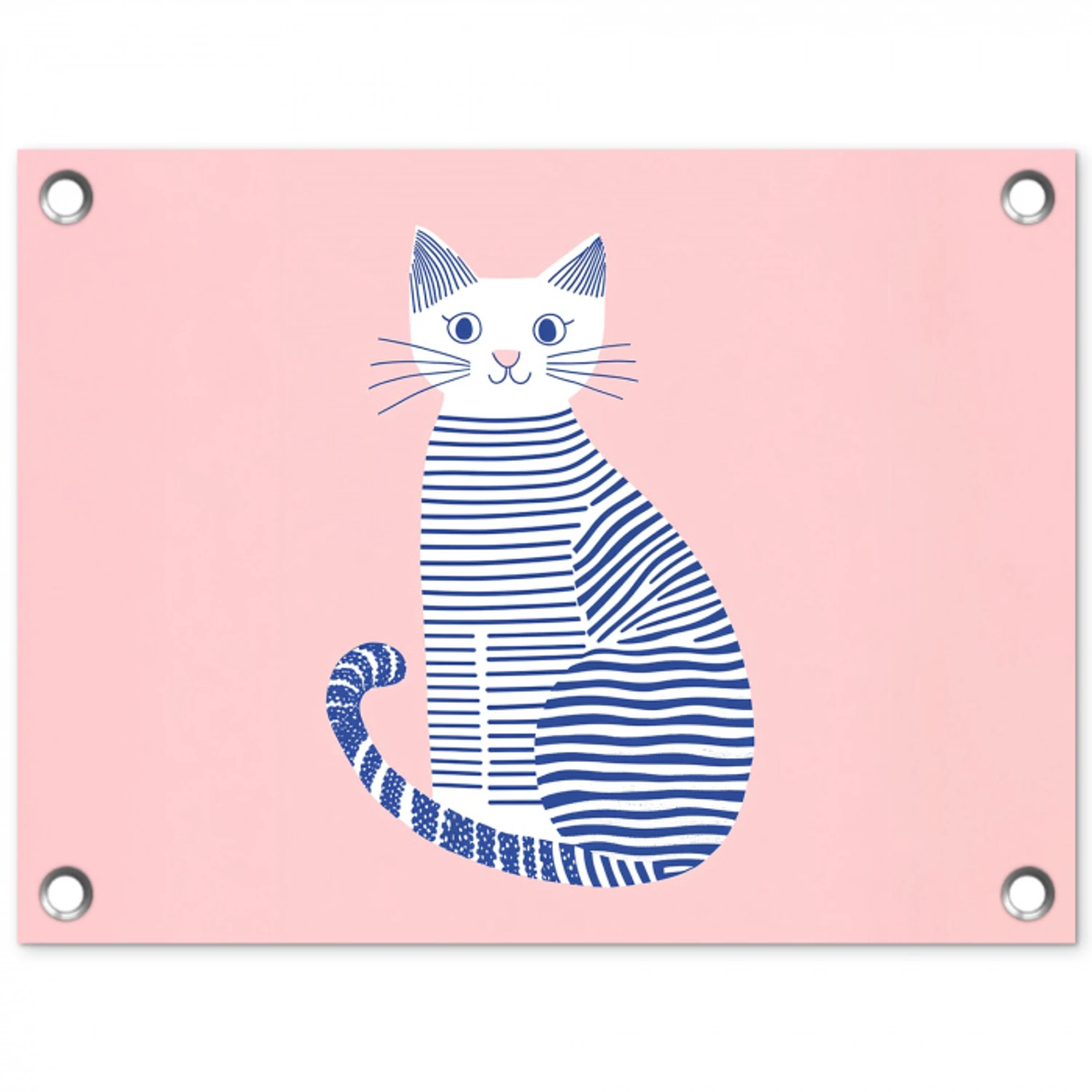 Kat - Illustratie - Minimalistisch - Roze tuinposter los doek klein -3d