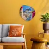 Santorini - Bloemen - Griekenland Wandcirkel Organisch Forex 3mm klein -sfeer4