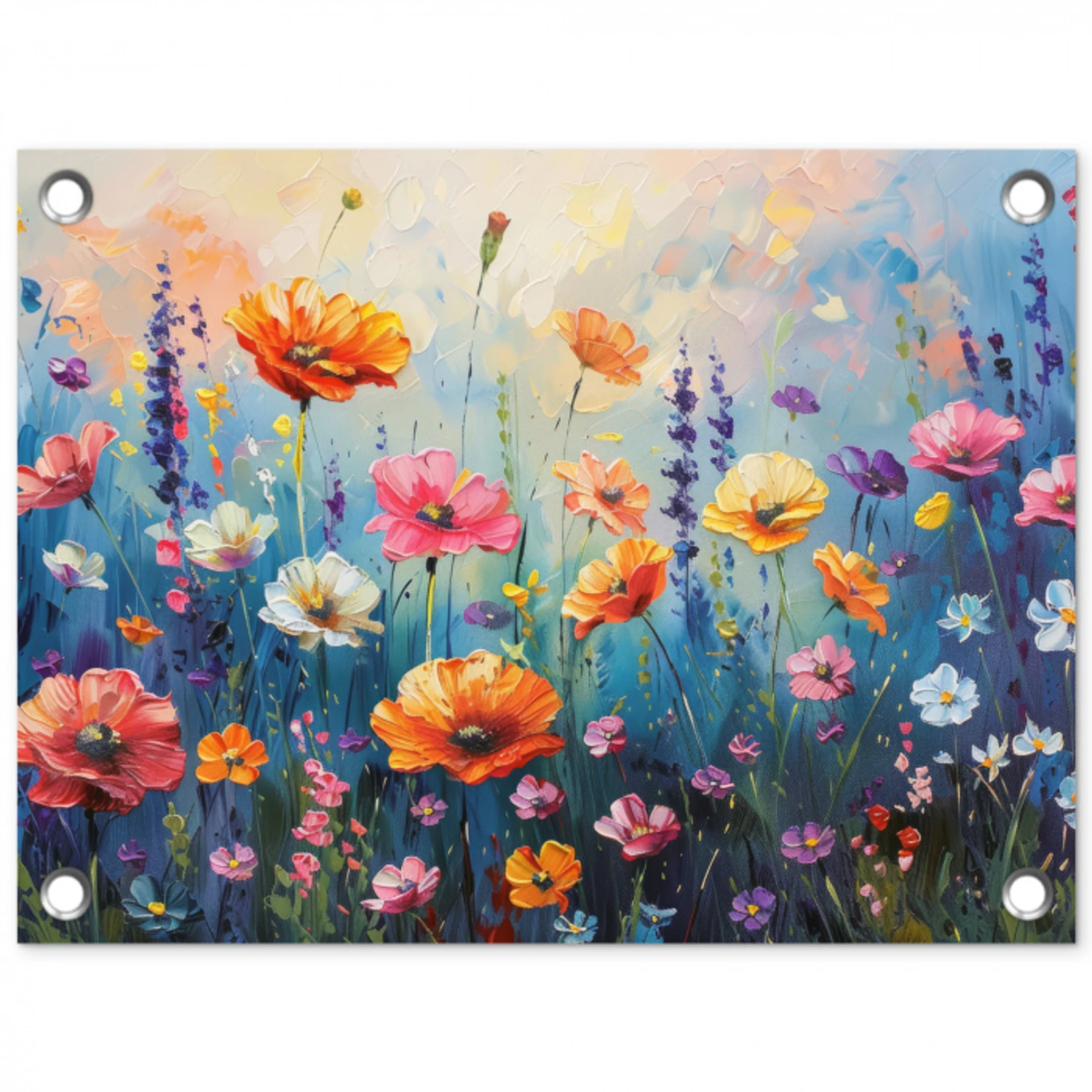 Bloemen - Natuur - Waterverf - Kunst tuinposter los doek klein -3d