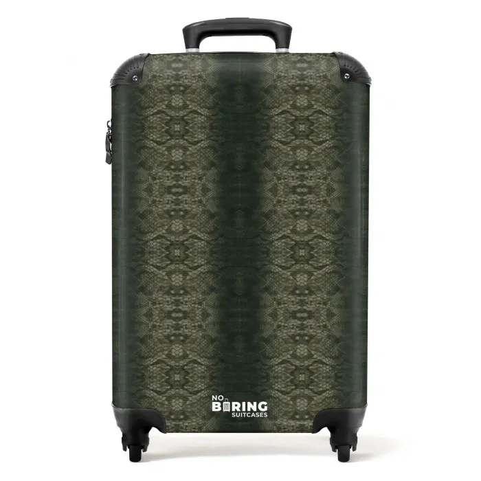 Grijs groene slangenhuid met symmetrische schubstructuur NBS - Handbagage koffer - Kinderen Unisex middel -productfoto_recht