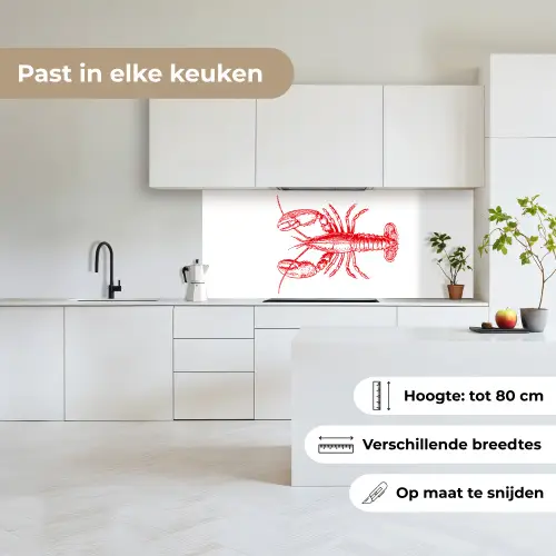 Kreeft - Rood - Wit keuken achterwand 2 middel -sfeer4_NL