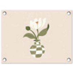 Vaas - Geruit - Bloem - Groen tuinposter los doek klein -3d