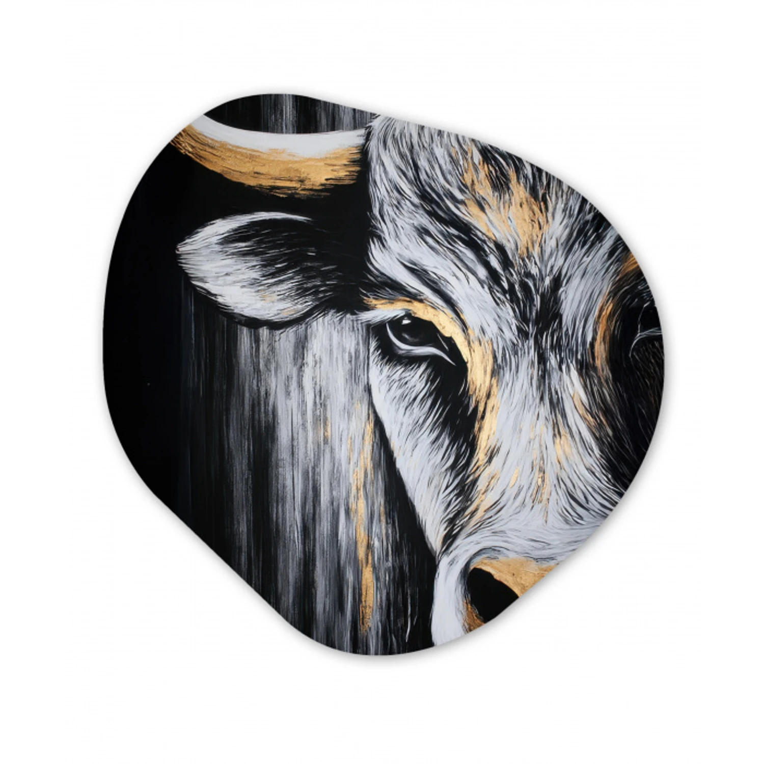 Stier - Hoorns - Snuit - Goud Wandcirkel Organisch Forex 3mm klein -3d