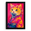 Kat - Kimono - Bloemen - Roze fotolijst zwart zonder passe partout klein -3d