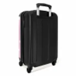 Roze achtergrond met witte stippen NBS - Handbagage koffer - Unisex middel -achterkant