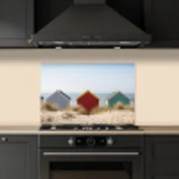 Strand - Huisjes - Kleurrijk - Duinen keuken achterwand spatscherm klein -sfeer1