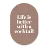 Cocktail - Tekst - Patroon - Wit Wandcirkel Ovaal Forex klein -3d