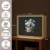 Schedel - Blauw - Bloemen - Bladeren Light Box met batterij (Wandlamp) middel -USP_websiteoverzichtNL