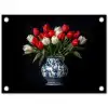 Rode - Bloemen - Tulpen - Vaas tuinposter los doek klein -3d