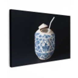 Kokosnoot - Eten - Delfts blauw - Drinken Tuinposter op houten frame 2 cm dik klein -3d