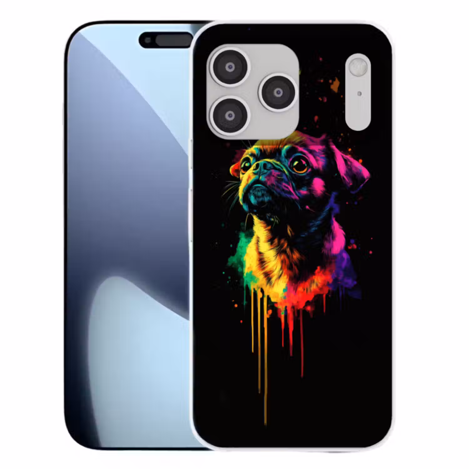 Telefoonhoesje Softcase - Puck - Hond - Verf - Kleuren