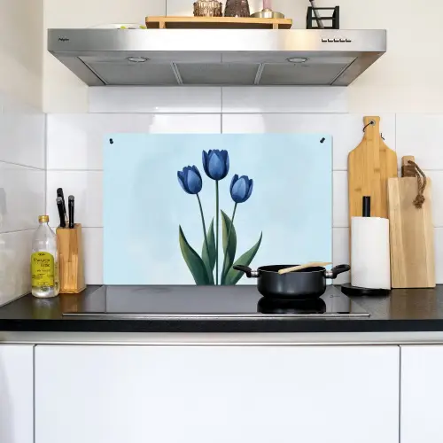 Tulpen - Blauw - Bladeren Inductie beschemer met haakjes klein -sfeer2