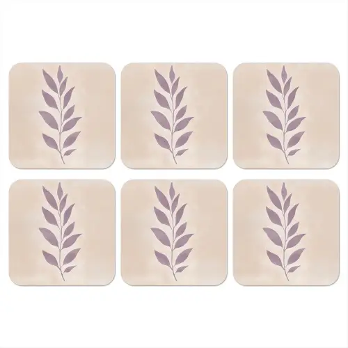 Tak - Bladeren - Minimalistisch - Beige onderzetter kurk middel -3d