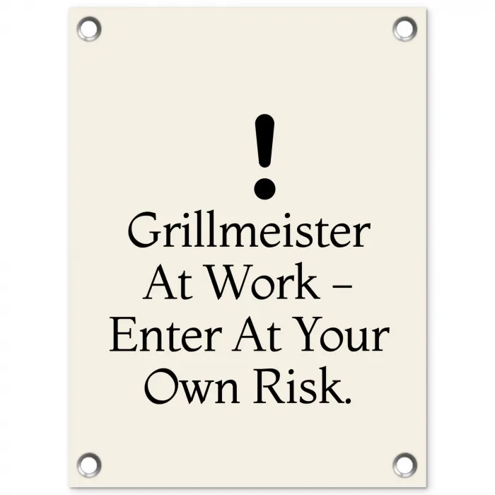Grill - Uitroepteken - Zwart - Tekst tuinposter los doek klein -3d