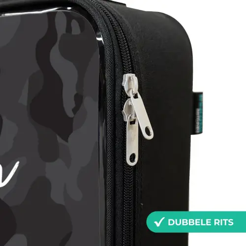 Groene camouflage print Kinderkoffer - Zwart klein -rits_NL