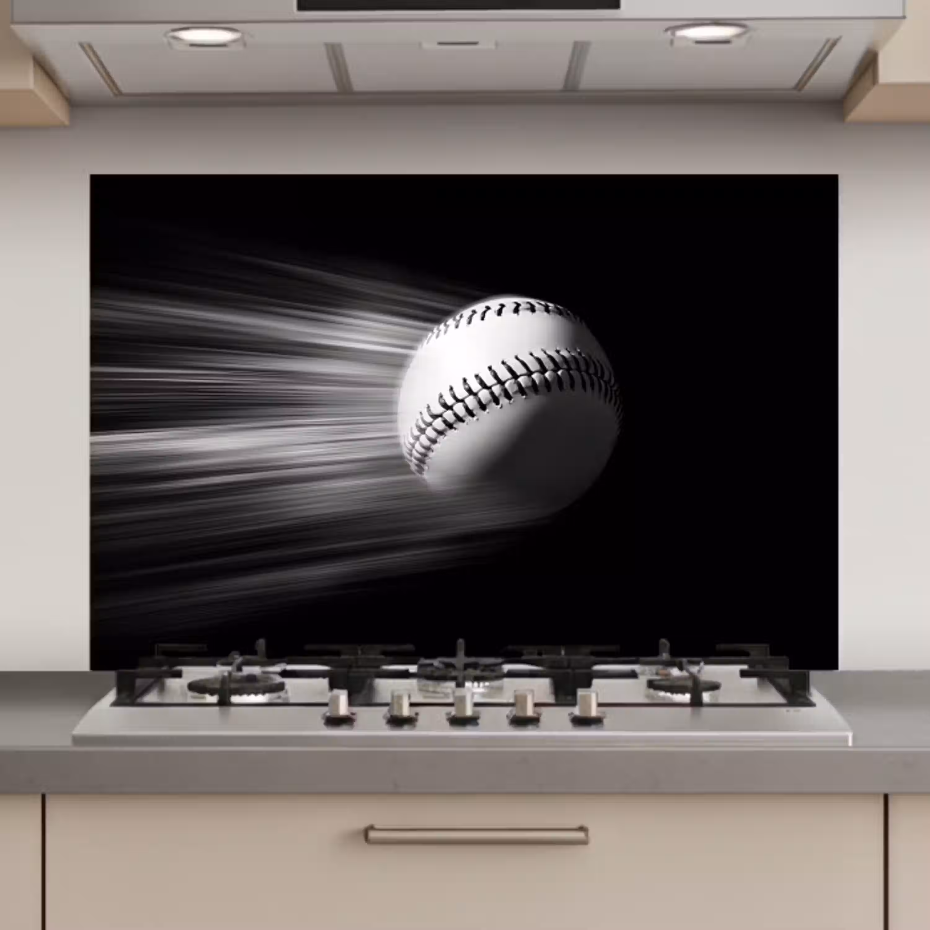 Honkbal - Wit - Vliegt keuken achterwand spatscherm klein -3d_website