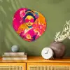 Vrouw - Zonnebril - Abstract - Oranje Wandcirkel Organisch Forex 3mm klein -sfeer2