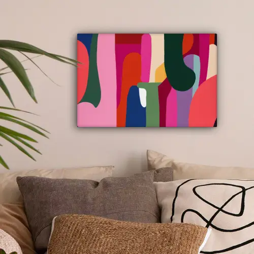 Kleurvakken - Recht - Rond - Abstract canvas 2cm klein -sfeer1