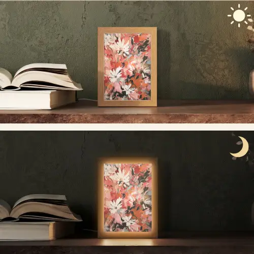 Bloemen - Kunst - Abstract - Verf Light Box met kabel (Tafellamp) klein -sfeer3