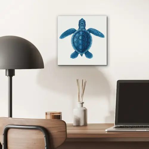 Schildpad - Blauw - Schild aluminium wit klein -sfeer5