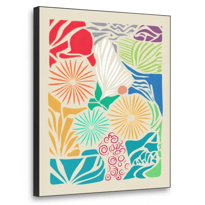 Kleurrijk - Abstract - Bloemen - Patronen Textielframe zwart klein -3d