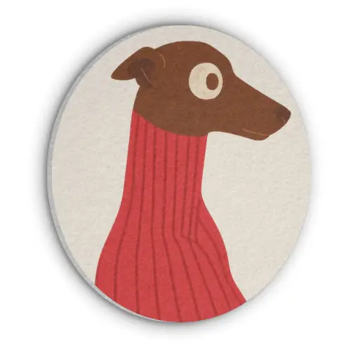 Silhouet - Hond - Trui - Rood Akoestische PET Vilt - Rond klein -3d