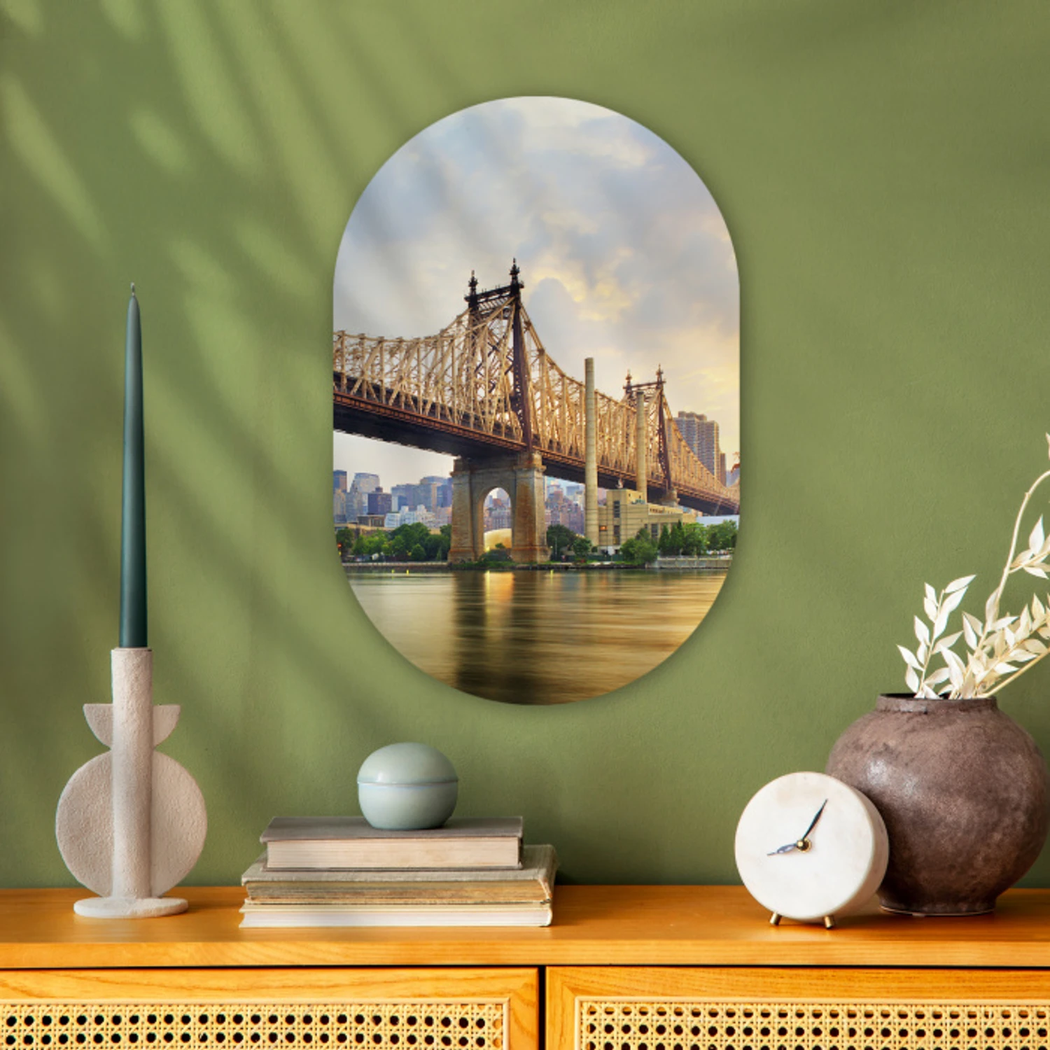 New York - Queens - Manhattan Wandcirkel Ovaal Forex klein -sfeer2