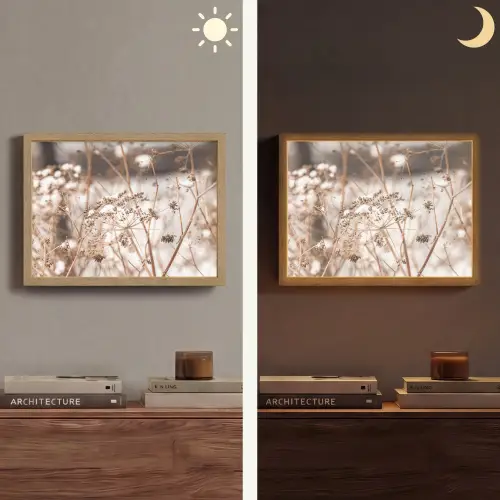 Droogbloemen - Wit - Planten Light Box met batterij (Wandlamp) middel -sfeer3