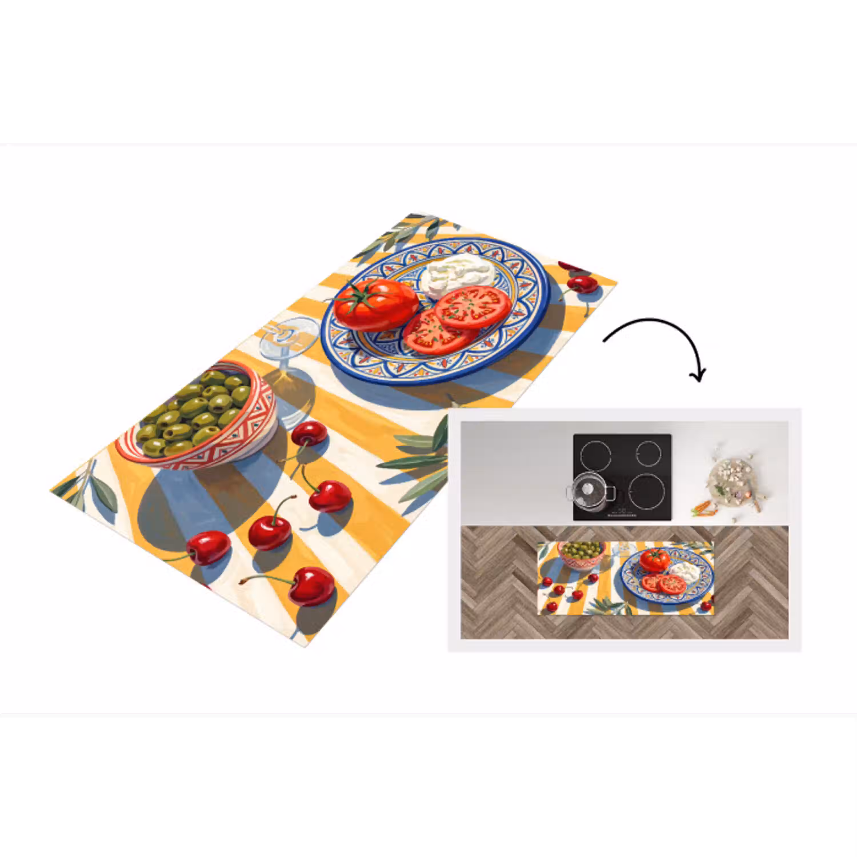 Fruit - Groenten - Kunst Keukenloper - keukenmat middel -3d