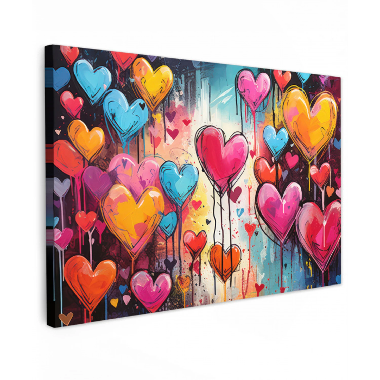 Hartjes - Kleuren - Kunst - Liefde canvas 2cm klein -z3d