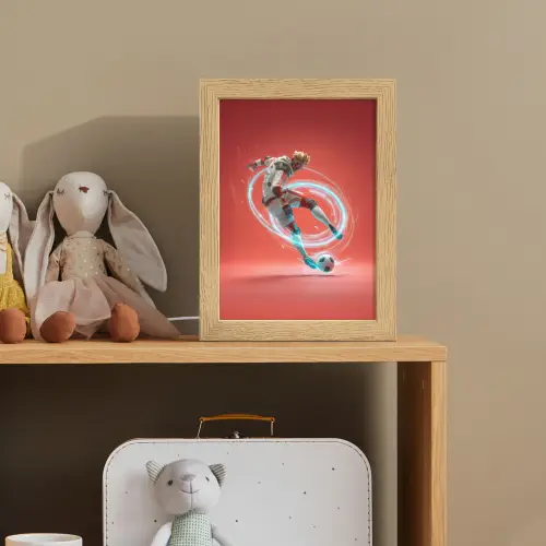 Voetballer - Bal - Lichtcirkel - Rood Light Box met kabel klein -sfeer2_kind