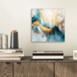 Abstract - Kunst - Gold - Blauw aluminium wit klein -sfeer1