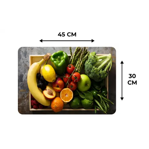 Krat - Fruit - Regenboog Placemat vinyl groot -specs