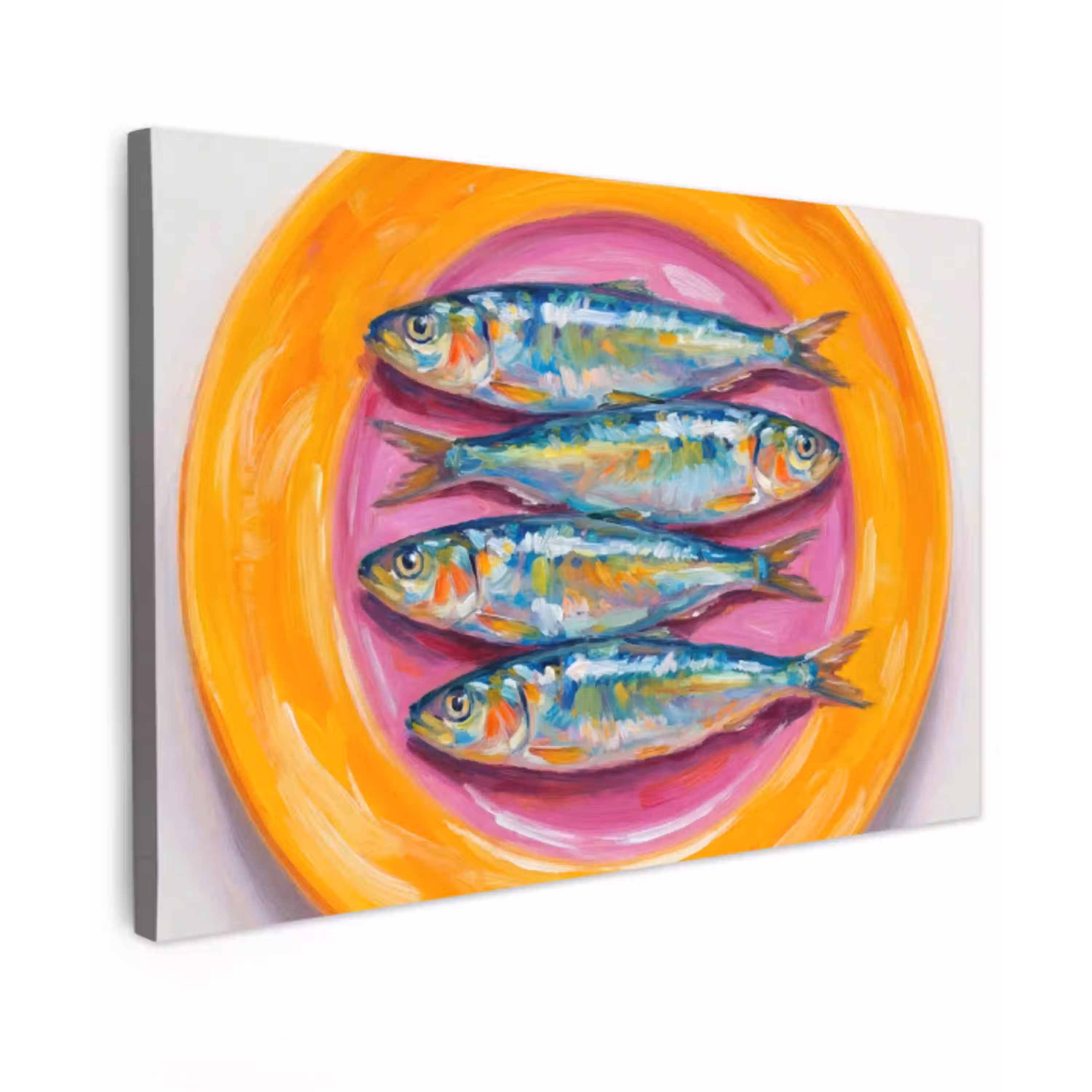 Vis - Vier - Eten - Modern - Kleurrijk canvas 2cm klein -z3d