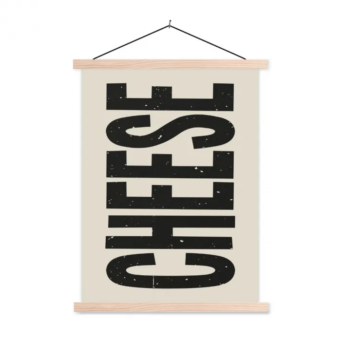 Kaas - Decoratie - Beige - Cheese textielposter latten blank klein -3d