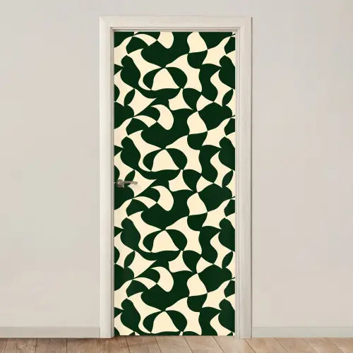 Groen - Organische vlakken - Crème deurposter klein 289 -3d_beige