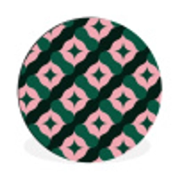 Groen - Roze - Retro - Sterren Wandcirkel aluminium klein 190 -3d