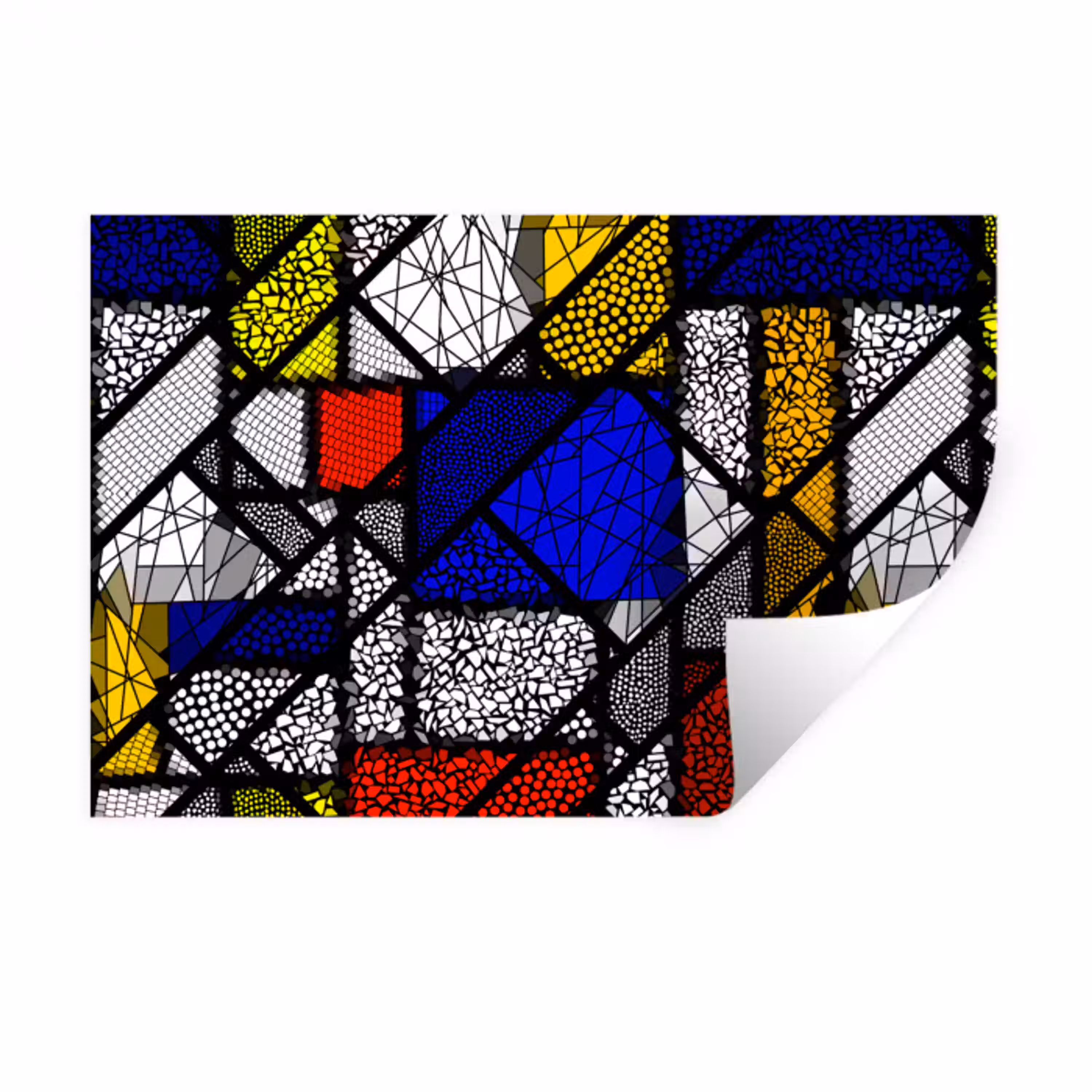 Mondriaan - Glas in lood - Oude Meesters - Kunstwerk - Abstract - Schilderij Muursticker klein -3d