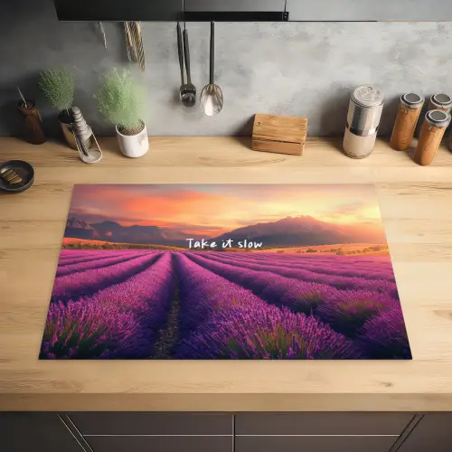 Lavendelveld - Quote - Zonsondergang Inductie beschermer vinyl 3mm klein -sfeer5