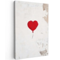 Ballon - Rood - Hart Tuinposter op houten frame 2 cm dik klein -3d