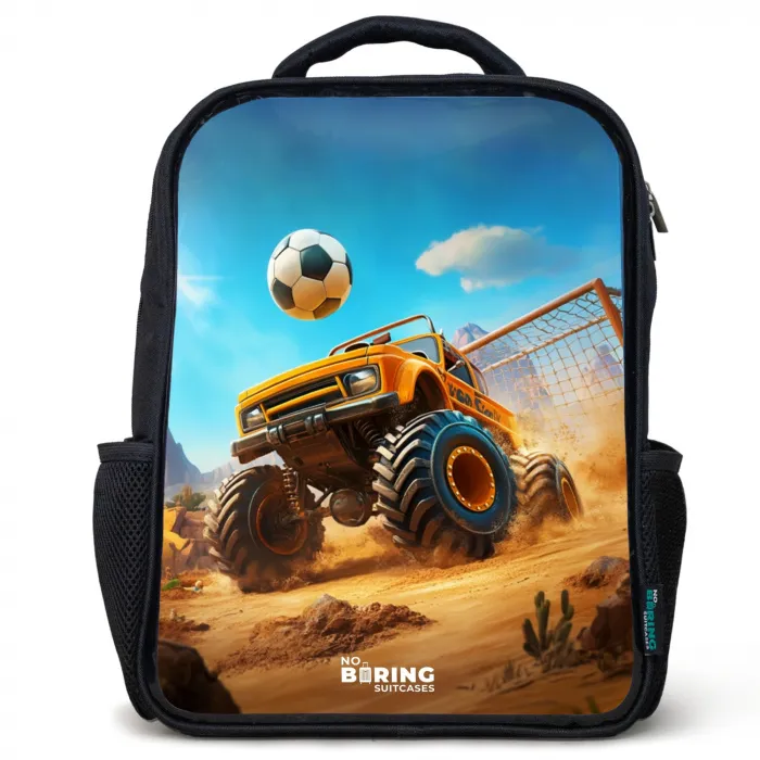 Monstertruck scoort goal in woestijnstadion Rugzak - Zwart middel -3d