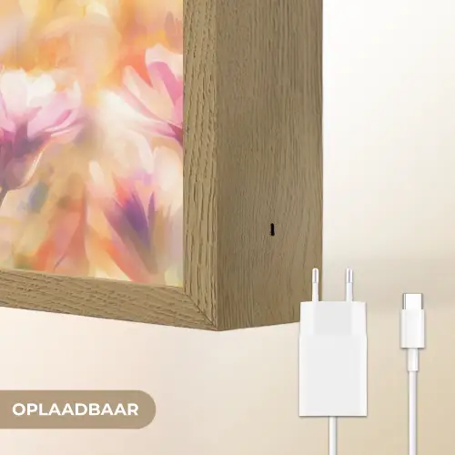 Vlinders - Oranje - Bloemen Light Box met batterij (Wandlamp) middel -USP_websiteoplaadbaarNL