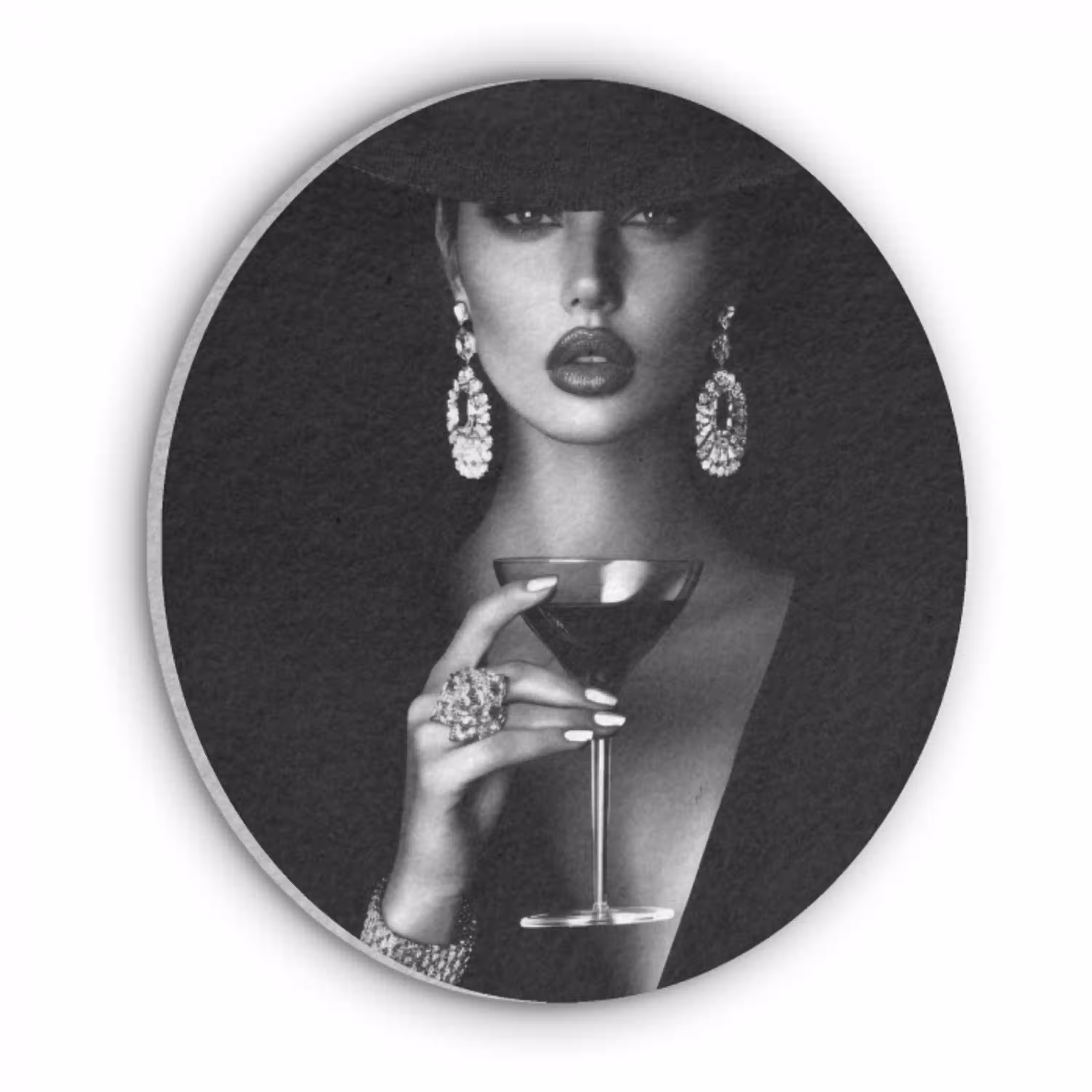 Vrouw - Cocktail - Chic Akoestische PET Vilt - Rond klein -3d