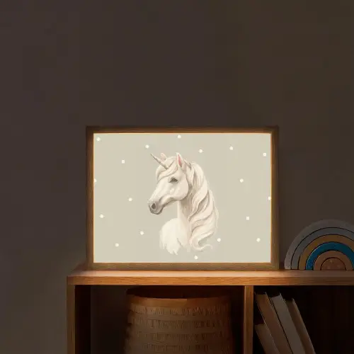 Eenhoorn - Wit - Stippen Light Box met batterij (Wandlamp kind) middel -sfeer1_kind