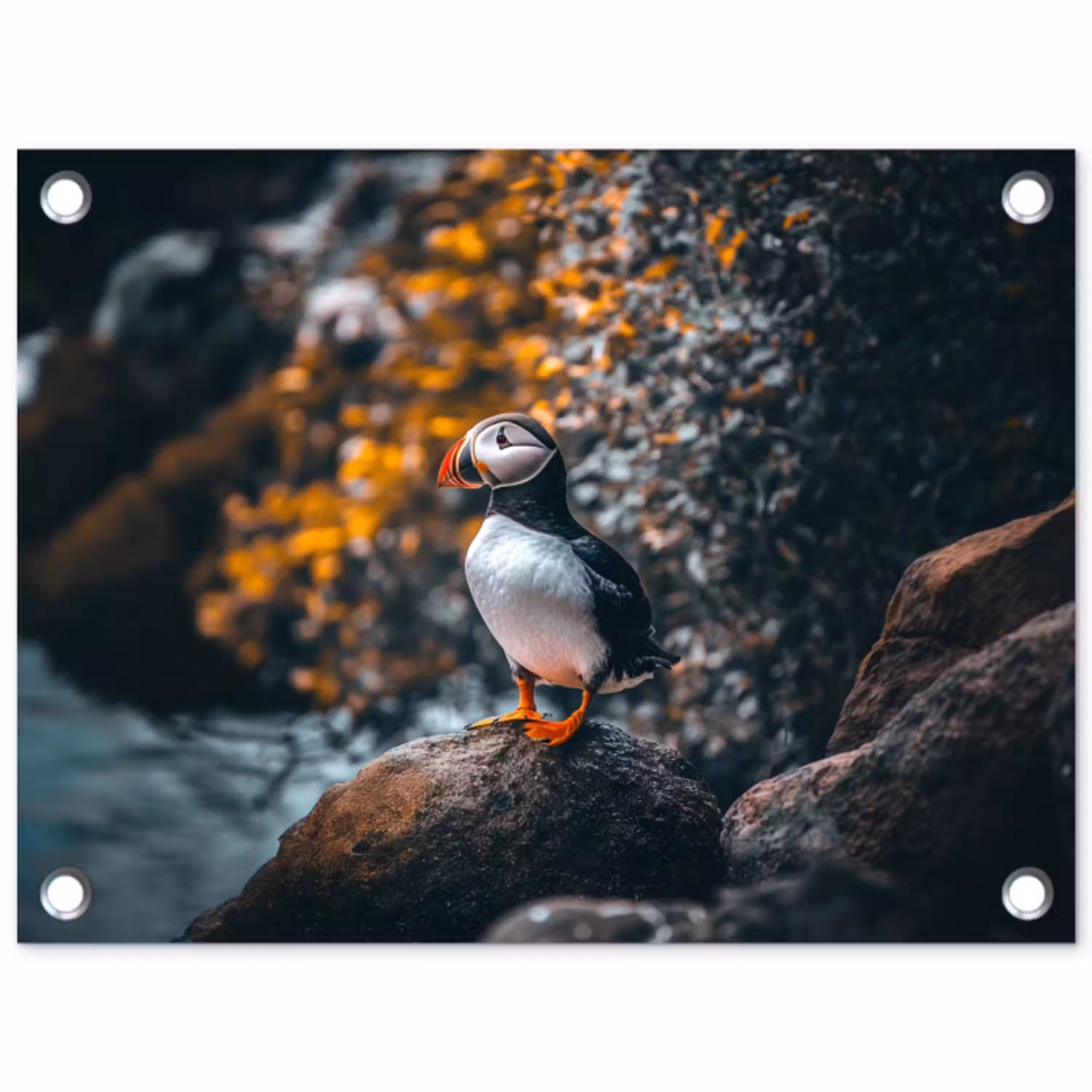 Papegaai - Vogel - Rots - Wit tuinposter los doek klein -3d