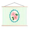 Bloemen - Ovaal - Strepen - Groen textielposter latten blank klein -3d