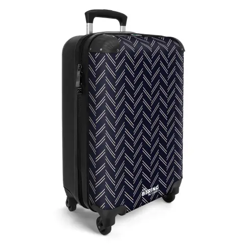 Visgraatstructuur met lichtroze lijnen op donkerblauw NBS - Handbagage koffer - Kinderen Unisex middel -productfoto_3d