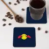 Smiley - Geel - Handen - Minimalistisch onderzetter kurk middel -sfeer2