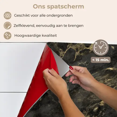 Zwart - Marmer - Goud - Nerf keuken achterwand spatscherm klein 900 -spatscherm_NL