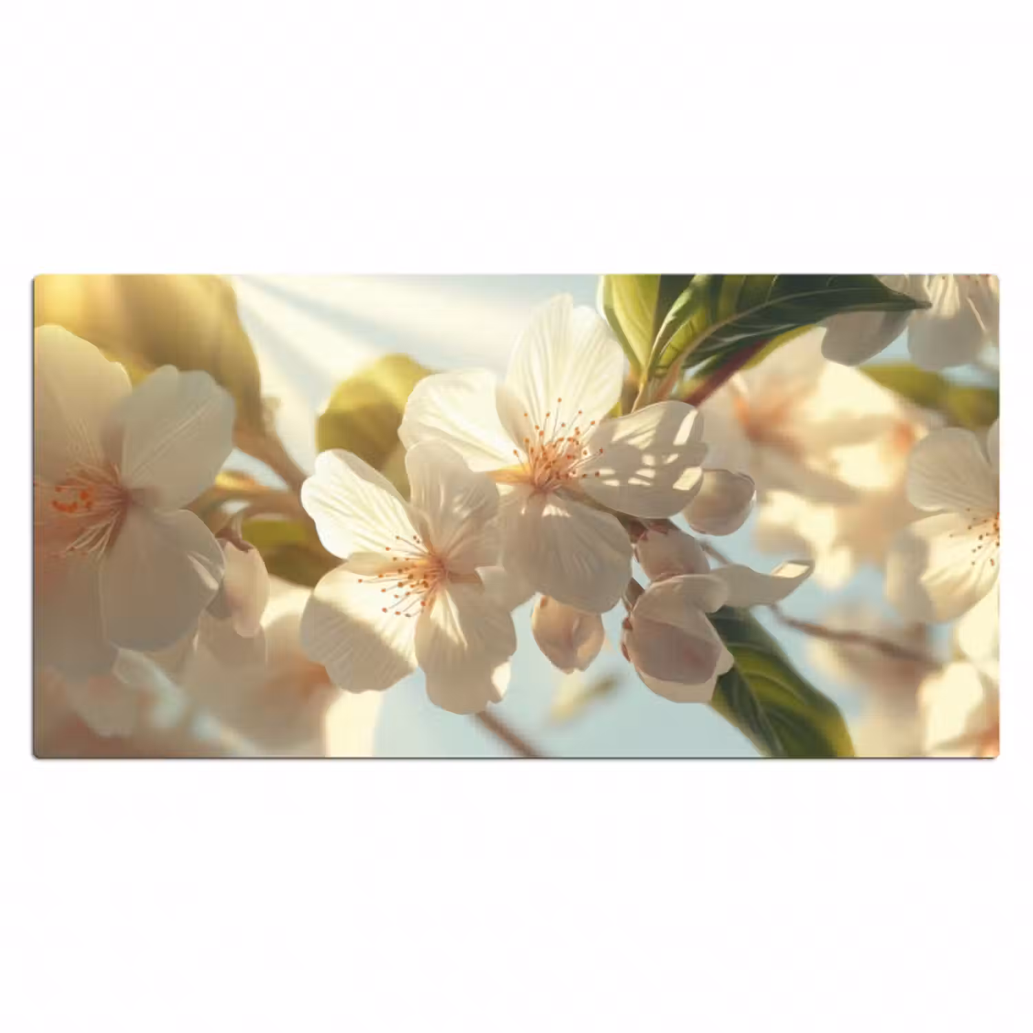 Schreibtischunterlage - Blüten - Weiß - Sonnenstrahlen - Blütenblätter